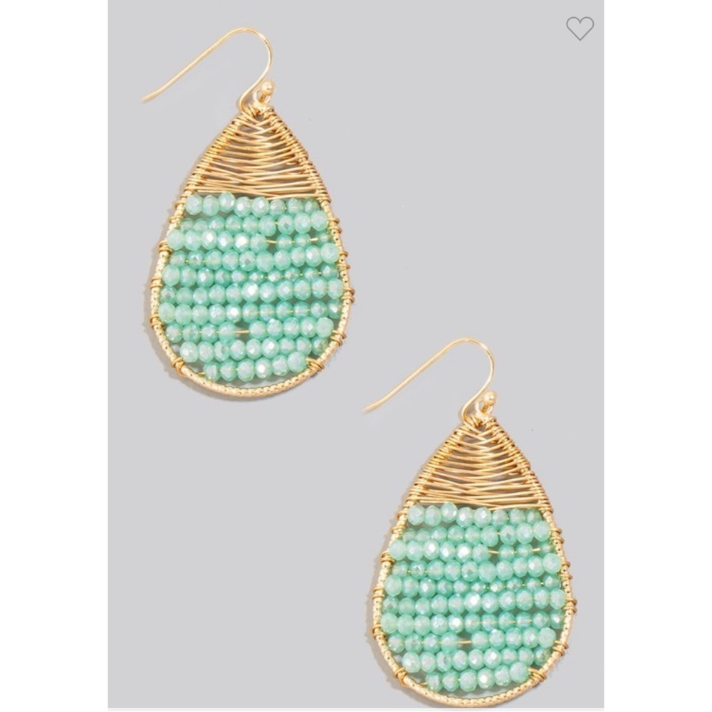 New. Faceted Mint Teardrop Earrings